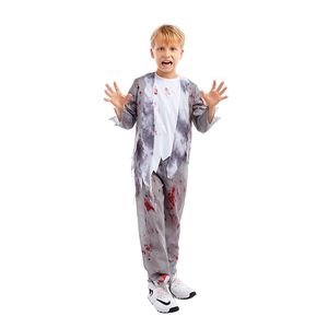 AlecosFun Kids Zombie Student Costume - 2-Piece Bloody Top & Shorts With Tie For Halloween (Ages 4-12)