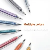 Stylo gel pailleté en plastique Leyi, corps triangulaire, poudre de paillettes bicolore, pour carnet, populaire sur TikTok et Internet, modèle neutre 801