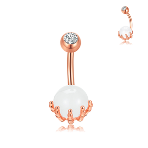 Piercing para <span class=keywords><strong>ombligo</strong></span> <span class=keywords><strong>de</strong></span> acero quirúrgico 316L con calavera <span class=keywords><strong>de</strong></span> ópalo, estilo tatuaje, chapado <span class=keywords><strong>en</strong></span> oro y engaste <span class=keywords><strong>de</strong></span> garra, estilo lindo - Product Image 5
