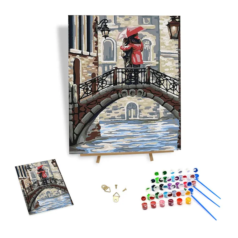 Pittura di alta qualità con i numeri 40*50 coppie di tela sul ponte dipinto da numeri paesaggio