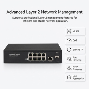 OEM ODM 8/16/24พอร์ต Gigabit สวิตช์ PoE ที่มีการจัดการ L2กับ VLAN QoS SFP Uplink สำหรับระบบรวมและ isps - Product Image 2