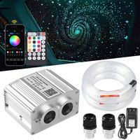 Kit de plafonnier étoilé 16W RGBW à double tête scintillante, DC12V, synchronisation musicale via application Bluetooth, pour toit de voiture et chambre d'enfant