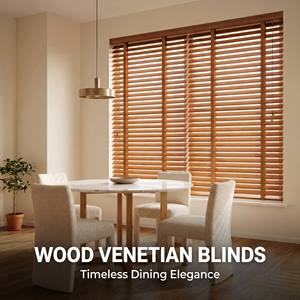 Tende Veneziane in <span class=keywords><strong>Legno</strong></span> con Lamelle da 50mm in Paulownia Tinta, Sistema a Corda, Protezione UV, Controllo Luce Integrato, Misura Personalizzata, Orizzontali - Product Image 1