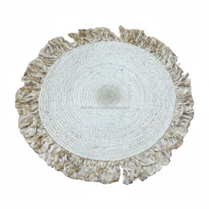 Tapis rond en jute tissé à la main naturel indien Tapis éco-durables pour salon et camping Techniques faites à la main - Product Image 1