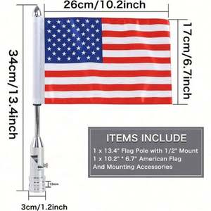 Nouveau produit 2023 : Kit de mât vertical chromé de haute qualité pour bagages, compatible avec les drapeaux fins de moto, universel pour moto et vélo. - Product Image 6