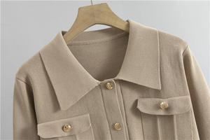 ชุดเสื้อสเวตเตอร์2ชิ้นสำหรับผู้หญิงกระโปรงผ้าถักแขนยาวคอพับแบบฝรั่งเศสใหม่ฤดูใบไม้ร่วง2024 - Product Image 5