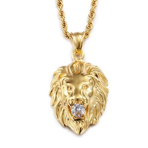 Collana pendente con testa di leone <span class=keywords><strong>da</strong></span> <span class=keywords><strong>uomo</strong></span> alla moda in lega alla moda accessorio per <span class=keywords><strong>uomo</strong></span> regalo personalizzato - Product Image 1