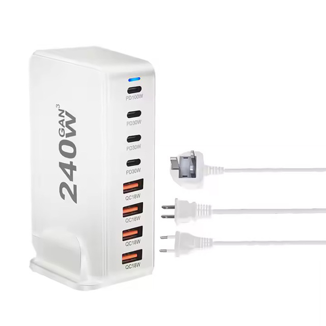 8-port Multifunction GaN Quick PD Usb Cable 100W 120w 240w Fast Charger Wall Adapter Usb-c Mobile Phone Chargers