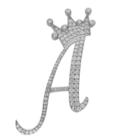 Bijoux en gros or blanc 925 argent sterling 14K plaqué or 1 rangée VVS Moissanite diamant pendentif lettre initiale cursive