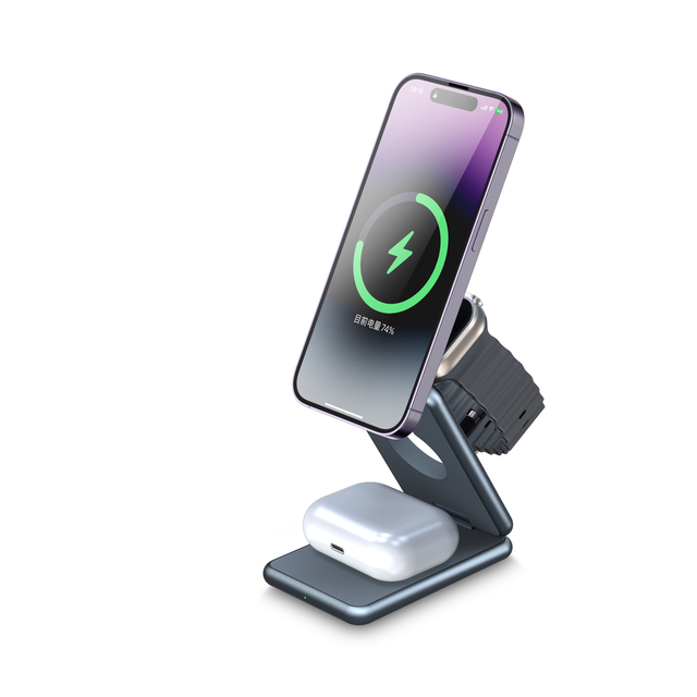 Trending Products Can Be Customized New Arrivals New Aluminum Alloy 15W 3 in 1 Folding Magnetic Wireless Charger Fasr Charger