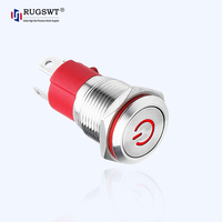Interrupteur à bouton-poussoir momentané 12 V CC en acier inoxydable pour armoire de commande de machines d'automatisation