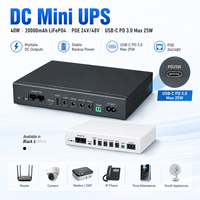 40W Mini UPS DC Sumber Daya Cadangan dengan Baterai Lithium 20000mAH 64WH untuk Router WiFi, Modem, Kamera CCTV, dan ONU