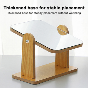 Espejo de Maquillaje de Madera Giratorio de 360 Grados de Alta Calidad, Espejo de Escritorio Ajustable para el Hogar y Viajes - Product Image 4