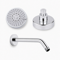 Douche suspendue chromée moderne avec tuyau fixe extra-long et pommeau de pluie surdimensionné pour projets de salles de bain commerciales
