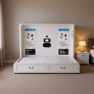 Lit Murphy Queen Size avec tiroirs et station de charge pour chambre à coucher, salon, chambre d'amis, usage polyvalent - Product Image 2