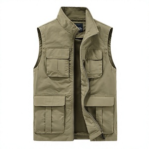 Black Canvas Woven Texture Bomber Vest Casual Waterproof Breathable Cotton Padded Winter Body <b>Warmer</b> Stylish Quilted Zipper - Product Image 1