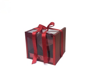 3D Heart <b>Square</b> PVC Window Flower Box Bridesmaid Fresh Flower Gift Box for Birthday - Product Image 1