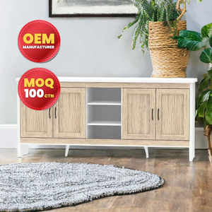 Armoire à panneaux moderne et efficace à 4 portes, 2 étagères, table de buffet de taille personnalisée pour meubles de maison pour le salon Fabriqué en Malaisie OEM - Product Image 1