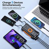 Banque d'alimentation solaire ZL-602-2 20000mAh, charge rapide 35W, chargeur sans fil 15W, câble intégré Type-C avec boussole pour l'extérieur