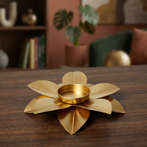 Lotus Design Fancy Candlelight Portavelas Venta caliente Metal de lujo en hierro Chapado en oro Vela Tea Light Candle Stand - Product Image 5