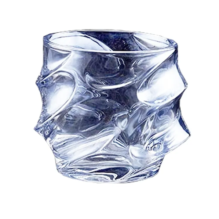ブルーウイスキーガラスストライプウィスキーガラス電気メッキスピニングウィスキーグラス