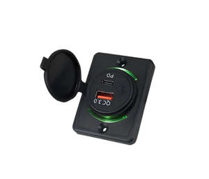 Cargador de Coche Universal QC3.0 USB de 2 Puertos con Carga Rápida para Coche/Camión 12-24V de Alta Potencia con Puertos Tipo-C + Tipo-A Resistente a las Llamas - Product Image 1