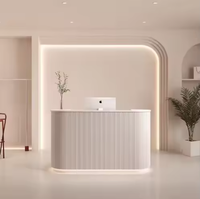 Nouveau 2025 – Meilleure vente : Comptoir de réception personnalisé pour salon de beauté, petite table de réception, comptoir circulaire pour salon de manucure