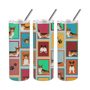 Vaso Delgado de Acero Inoxidable con Diseño de Corgi Pembroke Sable - Product Image 3