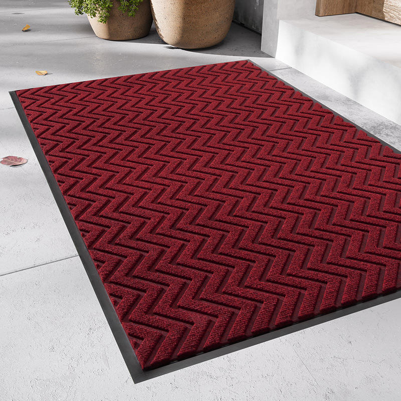 Tapis d'entrée en polyester - Rouge effet vague d'eau