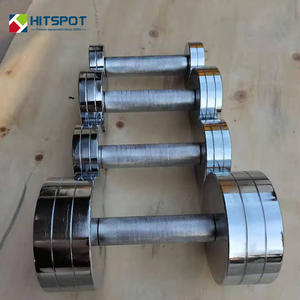 Juego de mancuernas de acero con logotipo personalizado de 5 a 220 libras Mancuerna de entrenamiento de fuerza de acero galvanizado cromado - Product Image 2