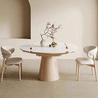 Ensemble Table et Chaises de Salle à Manger Haut de Gamme en Bois Massif Blanc, Design Simple et Élégant, Original, Extensible, pour Appartement, Déjà Monté