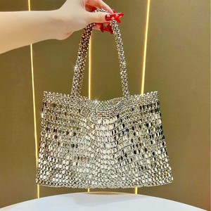 Nouveau sac fourre-tout de soirée ouvert pour femme, fait main, en acrylique tressé, orné de perles, de sequins et de crochet - Product Image 1