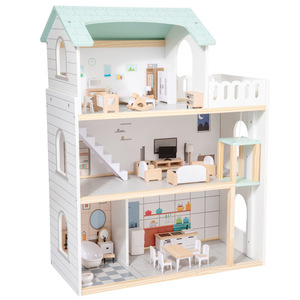 Casa de juegos de imitación de madera de tres capas para niños, juego de muebles para <span class=keywords><strong>dormitorio</strong></span> y sala de estar, casa de muñecas de madera para niñas - Product Image 1