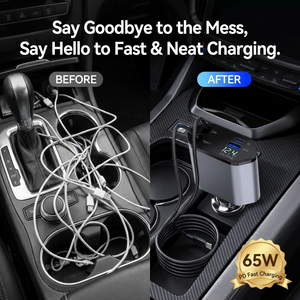 <span class=keywords><strong>Caricabatterie</strong></span> Rapido Retrattile USB per Auto con Doppio Cavo Retrattile, Stazione di Ricarica <span class=keywords><strong>Veloce</strong></span> per iPhone 18 17 <span class=keywords><strong>Samsung</strong></span> - Product Image 2