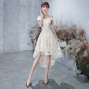 Petite <span class=keywords><strong>robe</strong></span> <span class=keywords><strong>de</strong></span> <span class=keywords><strong>mariée</strong></span> <span class=keywords><strong>japonaise</strong></span> et coréenne à épaules dénudées, élégante pour femme adulte, idéale pour cérémonie et fête d'anniversaire - Product Image 2