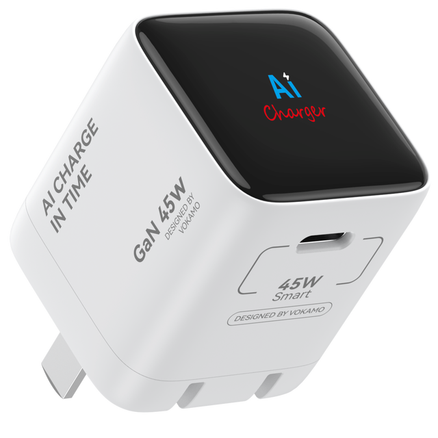 OEM 45W Ai USB Type C Fast Smart Mobile Wall Charger with AI Display Screen GaN AI Smart Fast Phone Charger Adapter
