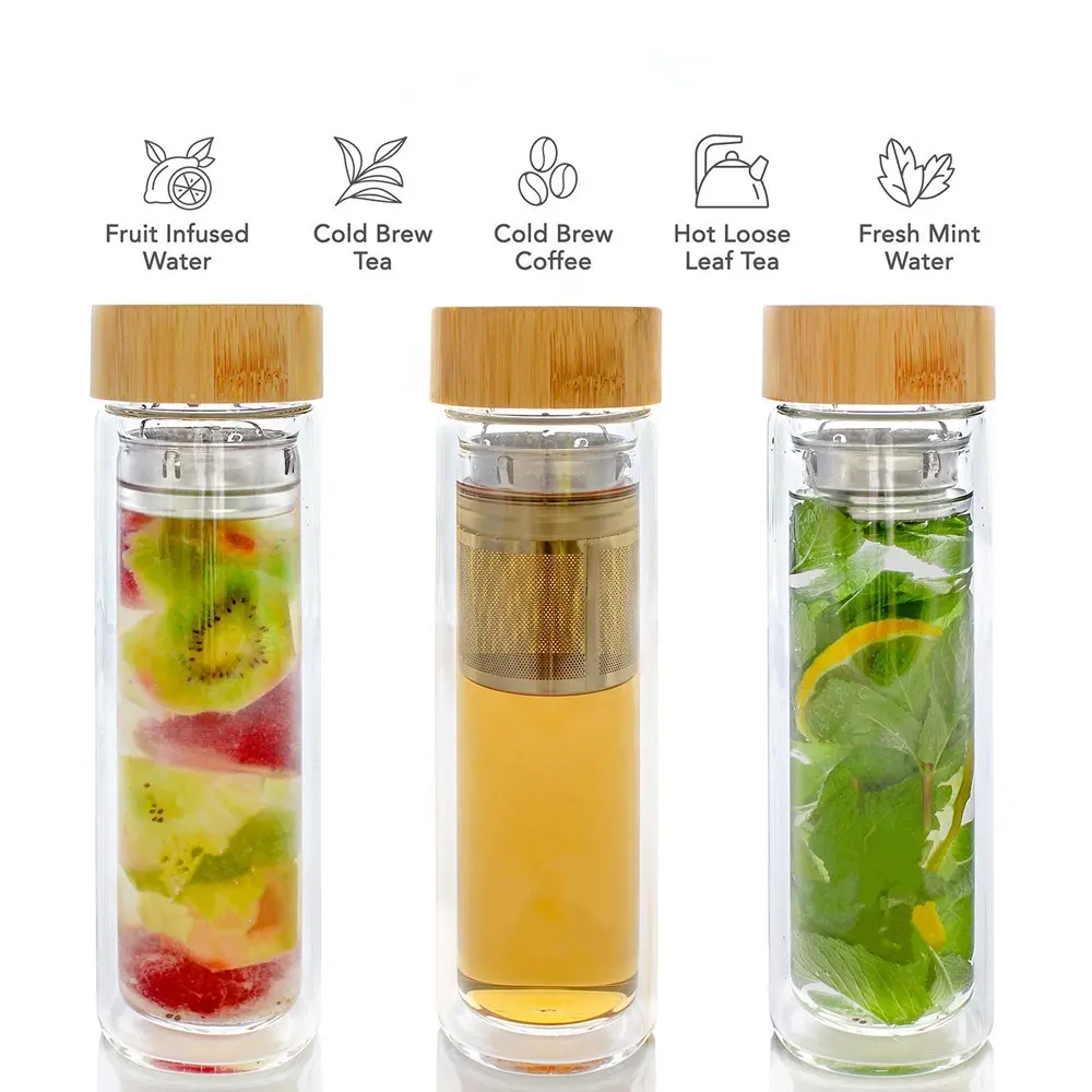 20 Unzen Obstglas Wasserfilter Tasse Tee Infuser Reise glas Wasser flasche mit Edelstahl Infuser und Sieb