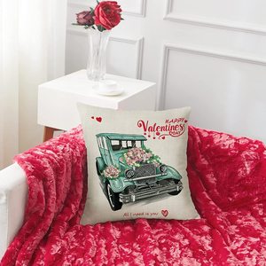 Valentine's Day Decorative Pillowcase Square Cotton Polyester Print <b>Cushion</b> Cover Home Use - Product Image 4