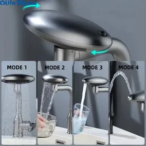 2024 Latest Design Silver Gold Deck Mounted Bathroom Hot and Cold Taps Four Modes Waterfall Faucet Universal Mixer Faucet Grifo