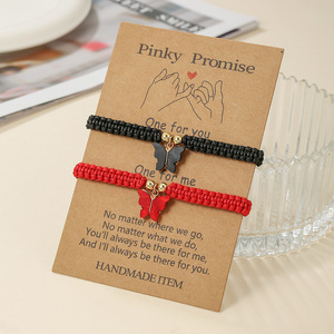 Pinky Promise Butterfly Pendant Handmade Woven <b>Bracelet</b> For Women Gift Jewelry Unisex Fashion String <b>Bracelet</b> - Product Image 4