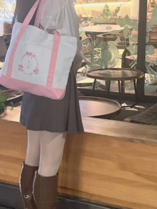 Sacs fourre-tout en toile de coton personnalisés avec impression de logo, poche et fermeture éclair, poignée de longueur moyenne, pour le shopping - Product Image 2