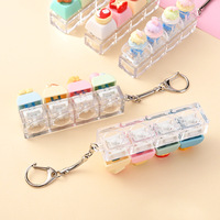 Custom Kawaii 4 Keys Cute 3D Food Dessert Keycap Mechanical Switch Clicker Clear Base Stress Relief Keyboard Fidget Keychain Toy