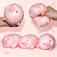 Jouet Squishy en TPR en forme de cochon couché 13*7cm, animal simulé à rebond lent, balle anti-stress à presser, jouet de décompression, cadeau fantaisie