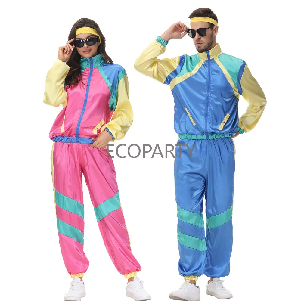 Paare Hippie-Kostüme Männlich Damen Karneval Halloween Vintage Party 70er 80er Rock Disco-Bekleidungsanzug Cosplay-Outfits