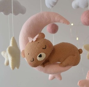 Teddy Bear Moon Baby mobile Nursery decor bear on the moon mobile culla stelle e nuvole mobile - Product Image 4