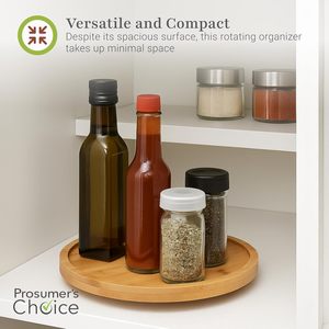 Plateau tournant en bambou pour condiments et épices, avec boîte de rangement, pour comptoirs de cuisine et salles de bain - Product Image 2