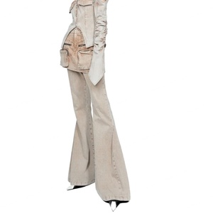 กางเกงแฟชั่นลำลองสไตล์สตรีทแบบขาบานทรงระฆัง ล้างสีได้ พิมพ์โลโก้ได้ตามสั่ง ราคาขายส่ง - Product Image 5