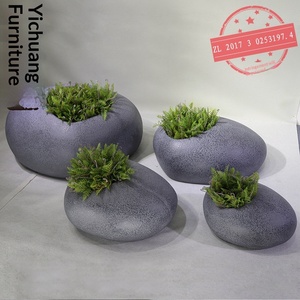 Creative Nordic Stone Vase Pebble-shaped Floor <b>Large</b> Flower <b>Pot</b> Vintage Fiberglass Flower Arrangement Ornaments Lazy China - Product Image 3