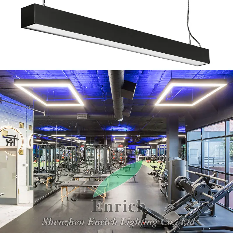 High Brightness Rectangular Shape Suspended LED Linear Profile Lights for Gym