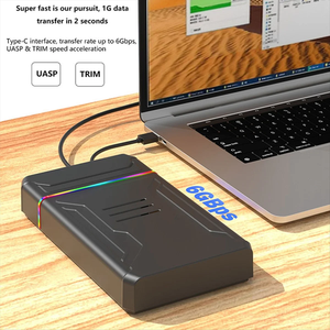 Usine RGB 3.5 pouces sans outil boîtier de <span class=keywords><strong>disque</strong></span> <span class=keywords><strong>dur</strong></span> SATA vers Type C boîtier de <span class=keywords><strong>disque</strong></span> <span class=keywords><strong>dur</strong></span> pour 2.5 3.5 pouces HDD SDD jusqu'à 18G prise américaine - Product Image 3